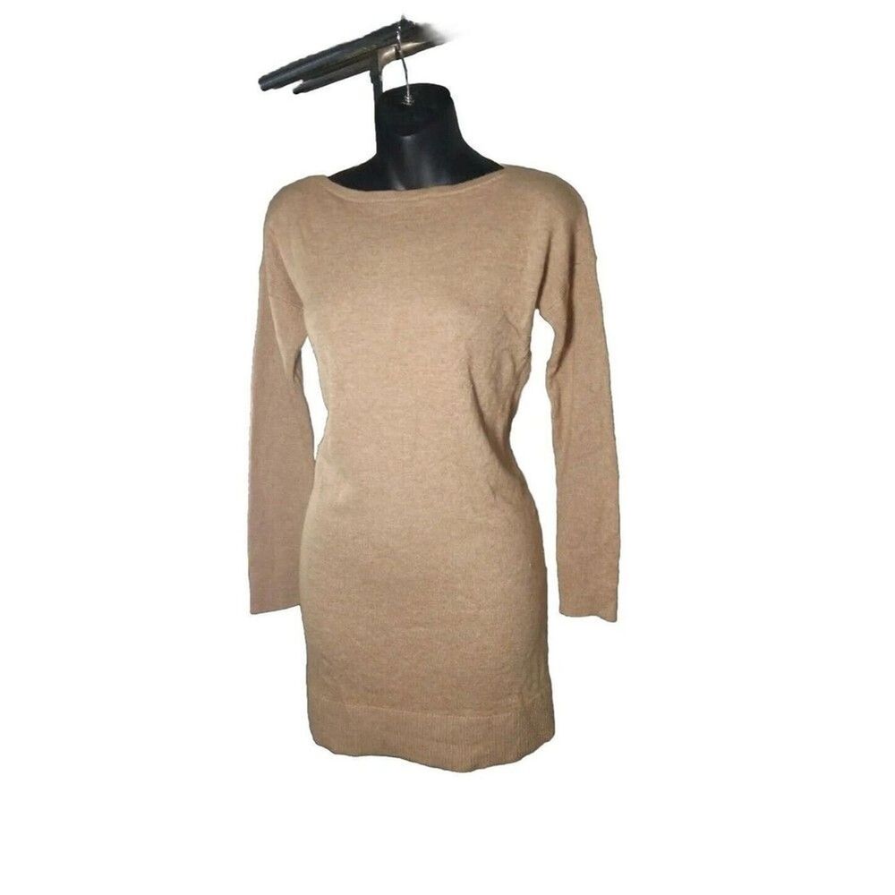 Banana Republic Woman's Gold Sweater Metal Tunic long Sleeves Knit Pull-Over  PM